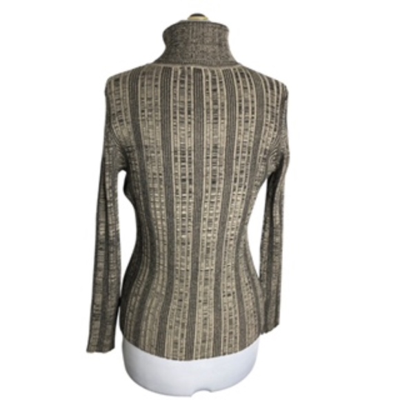 NWOT United States Sweaters Textured-Look Tan/Black Women's Turtleneck Size L - Picture 3 of 5